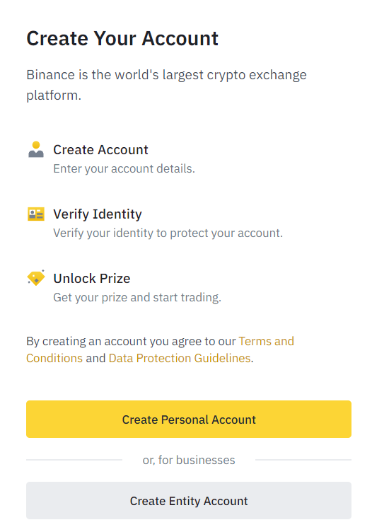 setting up a binance account